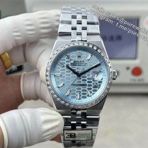 3B Factory Rolex Land-Dweller 127386TBR-0001 Replica ?C Platinum Look, Diamond Bezel & 163g Full Weight