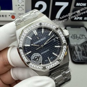 Audemars Piguet 15451 Royal Oak 37mm Blue Dial Replica Watch – Diamond Bezel Luxury Steel Sports Model