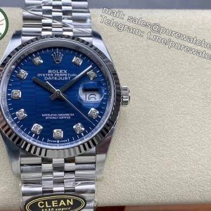 Clean Factory Datejust 36 126234 – Blue Tapestry Dial with Super Clone 3235