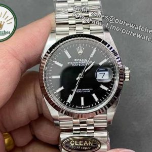 Clean Factory Datejust 36 126234 – 36mm Black Dial Rolex Clone