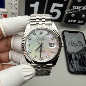 Clean Factory Datejust 41 126334 – MOP Dial with Moissanite Markers & Super Clone 3235