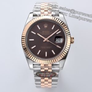 Clean Factory Rolex Datejust 41 126331 Chocolate Dial Rose Gold Super Clone 3235