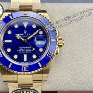 Clean Factory Rolex Submariner 126618LB – 41mm Full Gold Blue Submariner Replica