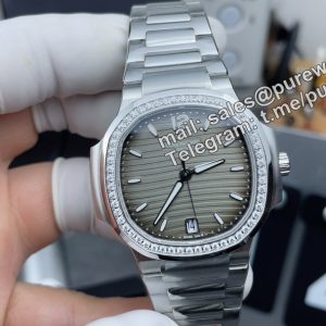 Patek Philippe Nautilus 7118 Replica – Grey Dial Diamond Bezel Ladies Watch