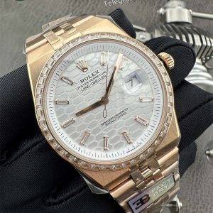 3B Factory Rolex 127385TBR 0003 Replica ?C Rose Gold Diamond Bezel Honeycomb Dial