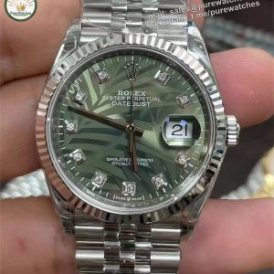 Rolex Datejust 36 Palm Dial Diamond Replica – VS Factory M126234-0055 with Dandong 3235 Movement