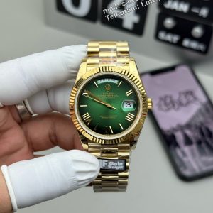 Rolex Day Date Green QF Factory 184g Replica – Full-Weight Black/Green Dial