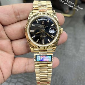 Rolex Day‑Date QF Factory 184g Replica – Black Dial, Full-Weight