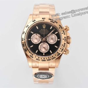 Clean Factory Rolex Daytona 126505 Replica �C Rose Gold Black Dial (4131 Movement)