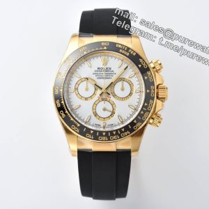 Clean Factory Rolex Daytona 126518LN Replica �C White Dial Gold Oysterflex (4131)