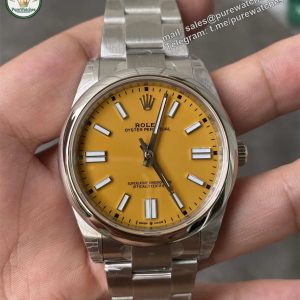 Rolex Oyster Perpetual 41 Yellow Dial Replica – VS Factory M124300-0004 with Dandong 3235 Movement