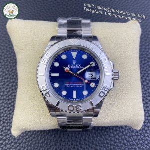 Rolex Yacht-Master Blue Dial Replica – Clean Factory 40mm Platinum Bezel 3235 Clone