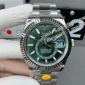ZF Factory Rolex Sky Dweller Green Dial Replica – Jubilee Bracelet 42mm Luxury GMT Annual Calendar Watch