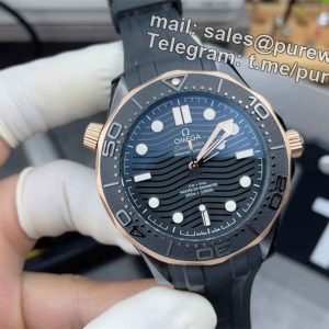 VSF Seamaster 300M Black & Rose Gold Replica – 43.5mm Diver Watch with Black Dial