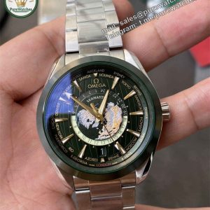 VSF Worldtimer Green Replica – Stainless Steel Aqua Terra Green Dial Watch